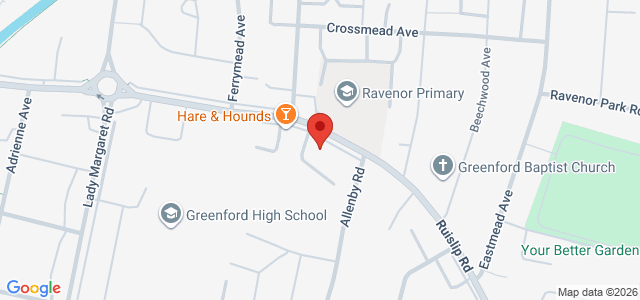 Map showing Roccos Pizza - Greenford in Greenford